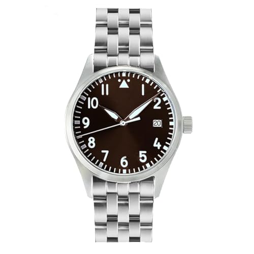 Pilot Flieger Automatische mechanische Herrenuhr 39 mm PT5000 Edelstahl Saphirglas Armbanduhren, V 6, von SAAKO