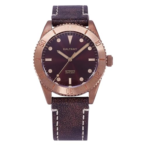 SAAKO Baltany WW2 NH38 Automatische Mechanische Brozen Herren Armbanduhr 200M Wasserdicht Bronze Retro Armbanduhren, V 2, Retro von SAAKO