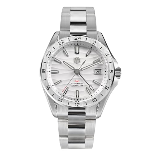 San Martin 39mm Luxus Herren Business Kleid Männer GMT Uhr NH34 Automatische Mechanische Wasserdichte Tauchen Armbanduhren, V 1, modisch von SAAKO