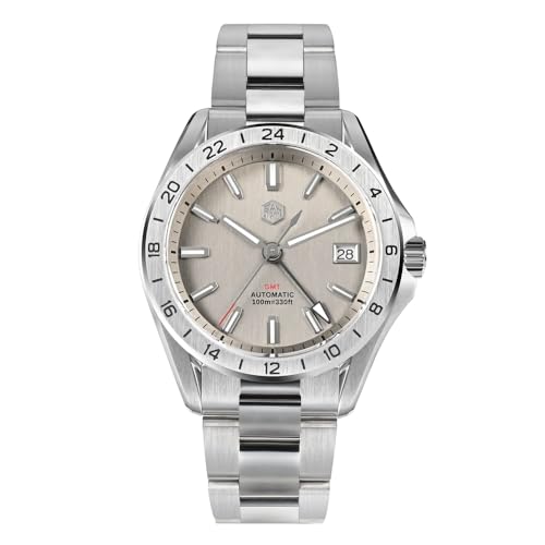 San Martin 39mm Luxus Herren Business Kleid Männer GMT Uhr NH34 Automatische Mechanische Wasserdichte Tauchen Armbanduhren, V 2, modisch von SAAKO