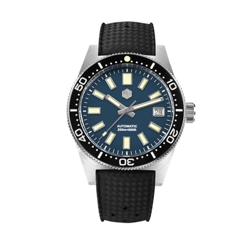 San Martin 62mas Edelstahl Taucher Herrenuhr NH35 Emaille blaues Zifferblatt Automatische Mechanische Wasserdichte Uhren, V 1, modisch San Martin 62mas Edelstahl Taucher Herrenuhr NH35 Emaille blaues Zifferblatt Automatische Mechanische Wasserdichte Uhren, V 1, modisch von SAAKO