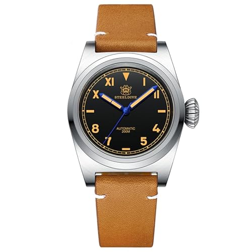 Steeldive SD1904 200M wasserdichte Luxus Mechanische Uhr Große Krone NH35 Bewegung Professionelle Tauch-Armbanduhr, V 6, Retro von SAAKO