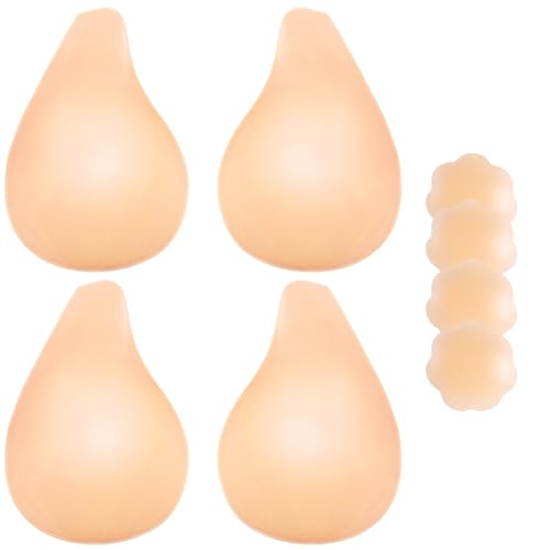 2025 Push Up Klebriger BH für Frauen, 2 Paar Wiederverwendbarer unsichtbarer Silikon-Kleber BH für rückenfreies trägerloses Kleid, mit Nippelabdeckungen (D,Nude+Nude) von SAAOZ