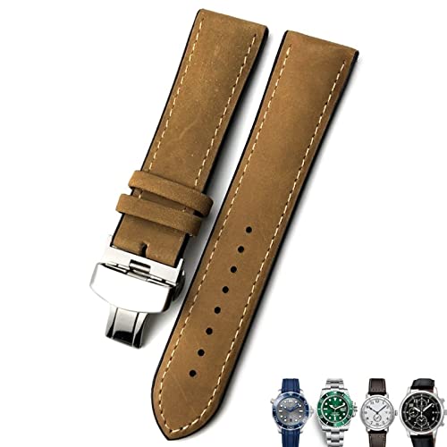 SAAWEE 20/21/22mm Leder Uhrenarmband Schwarz Braun Uhrenarmbänder für Rolex für Omega Seamaster 300 für Hamilton für Seiko für IWC für Tissot Armband(Crazy horse silver,22mm) von SAAWEE