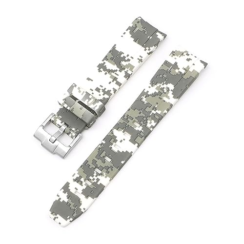 SAAWEE 20 mm Natur-Fluorkautschuk-Uhrenarmband mit gebogenem Ende. Ersatz für Rolex-Armband. Neue grüne Submariner Explorer 2 Rollen-Uhrenarmbänder(Digital White) von SAAWEE