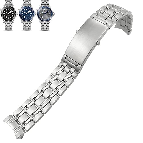 SAAWEE 20mm 22mm 316L Edelstahl Uhrenarmbänder Passend für Omega 007 Seamaster 300 Planet Ocean Speedmaster Uhrenarmband Solide Armbänder(Nine rows,22mm) von SAAWEE