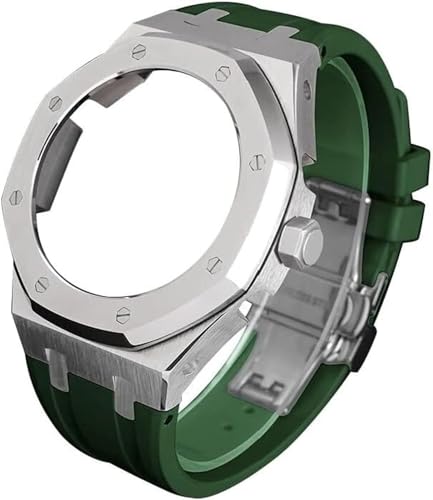 SAAWEE 5RD Gen Watch Mod Kit für GA2100 GA-2100 GA2110 Metall-Uhrengehäuse Edelstahl Kautschukband Uhrenarmband Fluorkautschuk Armband Nachrüst-Set für Herrenuhren, Einheitsgröße, Achat von SAAWEE