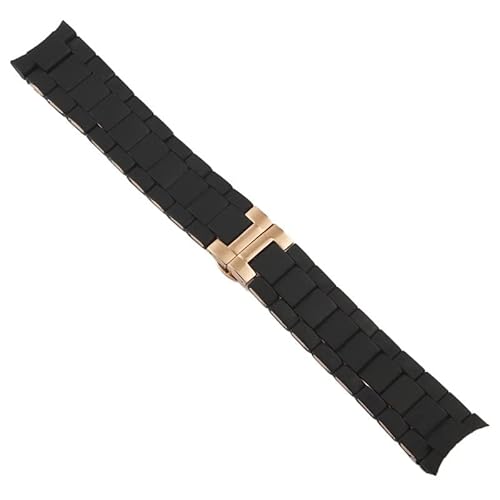 SAAWEE Classic 20 23 mm Silikon-Armband aus massivem Edelstahl für Armani AR5858 5943 5941 5867 5981 Faltschließe, 20 mm von SAAWEE