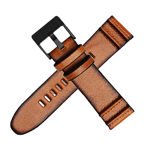 SAAWEE Echtes Leder -Uhrband für Diese DZ4323 4318 1657 7413 725 Uhrengurt 22 mm 24 mm 26 mm 28mm Polizei Retro Brown Originalstil(C-brown silver,26mm) von SAAWEE