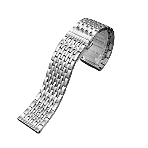 SAAWEE Für Armani AR11238 AR1981 AR60024/AR60025 CSolid Steel Watch Band 22 mm silberschwarzes Klappschacht -Armbandzubehör 22mm(Silver) von SAAWEE
