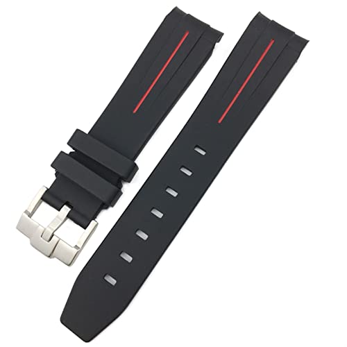 SAAWEE Für Rolex Hulk mittlere Greenwich-Zeit Milgauss Yacht Master Deepa Gummi Uhrband 19mm 20mm 21mm 22mm Silikongurt(Black red,19mm Golden buckle) von SAAWEE