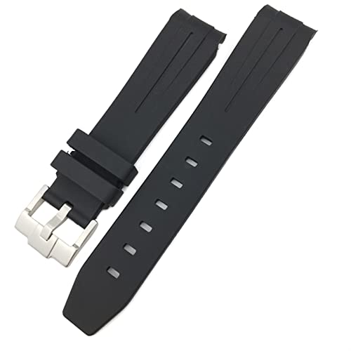 SAAWEE Für Rolex Submariner Hulk GMT Milgauss Yacht Master Deepsea Rubber Watchband 19 mm 20 mm 21 mm 22 mm Slicon, 21mm Silver buckle von SAAWEE