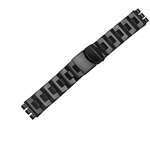 SAAWEE Für Swatch Festkern -Metallarmband Konvexe Uhrenkette konkav Ycs Yas Ygs Eisenmänner und Frauen Stahlwachtband Keramikgurt(G20 Black,21mm) von SAAWEE