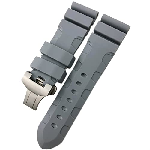 SAAWEE Gummi-Uhrenarmband, 22 mm, 24 mm, 26 mm, Silikon-Uhrenarmband für Panerai Submersible Luminor PAM wasserdichtes Armband, 22mm black buckle, Achat von SAAWEE