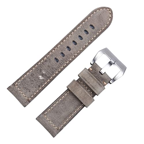 SAAWEE Handgemachtes Uhrenarmband Zubehör Retro Vintage Echtes Crazy Horse Leder 24mm Armband für Panerai Riemen Tang Schnalle(Blue Pink,22mm) von SAAWEE