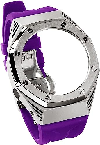 SAAWEE Premium-Edelstahl-Uhrengehäuse, Mod Kit, für GA2100/2110 Ersatzset, Herren-Metallgehäuse, Fluorkautschuk-Armband, Uhrenzubehör, Einheitsgröße, Achat von SAAWEE