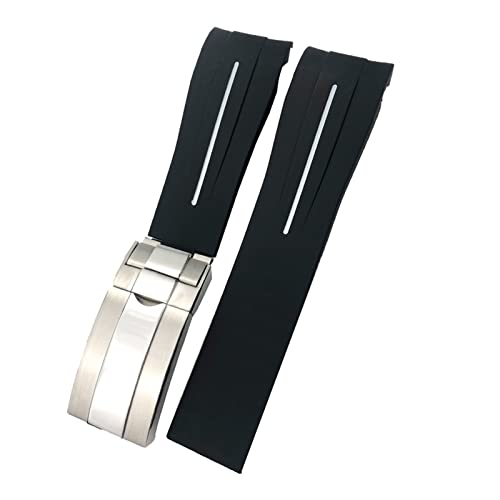 SAAWEE Uhrenarmband aus Gummi, 21 mm, 22 mm, schwarz, rot, blau, für Rolex DEEPSEA Sea-Dweller Submariner 41 mm, wasserdichtes Silikon-Uhrenarmband zum Tauchen, 21mm Submariner von SAAWEE