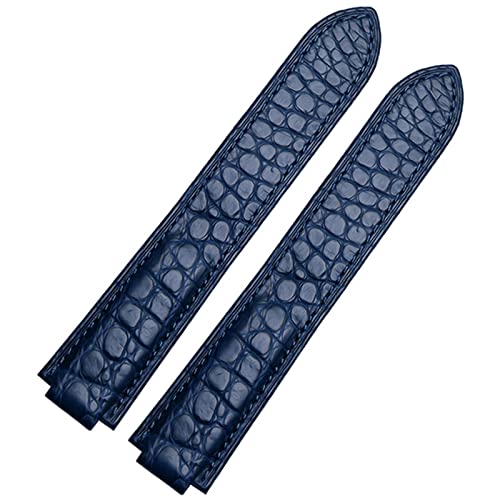 SAAWEE Uhrenarmband aus amerikanischem Krokodilleder, geeignet für Cartier Blue Balloon Convex Lederarmband 18 20 mm Herren und Damen Schwarz(Blue No buckle,22-14mm) von SAAWEE