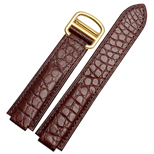 SAAWEE Uhrenarmband aus amerikanischem Krokodilleder, geeignet für Cartier Blue Balloon Convex Lederarmband 18 20 mm Herren und Damen Schwarz(Brown Gold,16-8mm) von SAAWEE