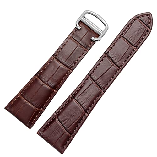SAAWEE Uhrenarmband für Tank Echtleder-Uhrenarmband Herren Claire Ledergürtel London Solo mechanische Uhrenzubehör 25mm(Brown-Silver,24mm) von SAAWEE