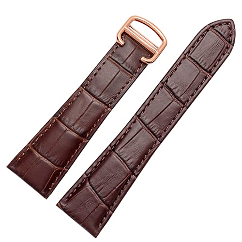 SAAWEE Uhrenarmband für Tank Echtleder-Uhrenarmband Herren Claire Ledergürtel London Solo mechanische Uhrenzubehör 25mm(Brown-rose gold,18mm) von SAAWEE