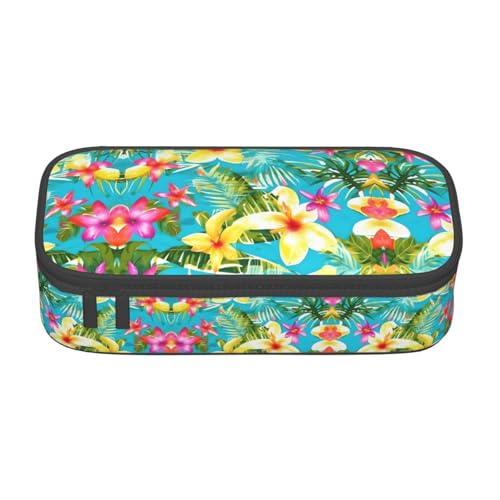Multifunktionales Federmäppchen im Sommer-Stil, hawaiianischer Druck, perfekt für Studenten, Profis und Reisende gleichermaßen, Schwarz , Einheitsgröße, Kosmetiktasche von SABFWF