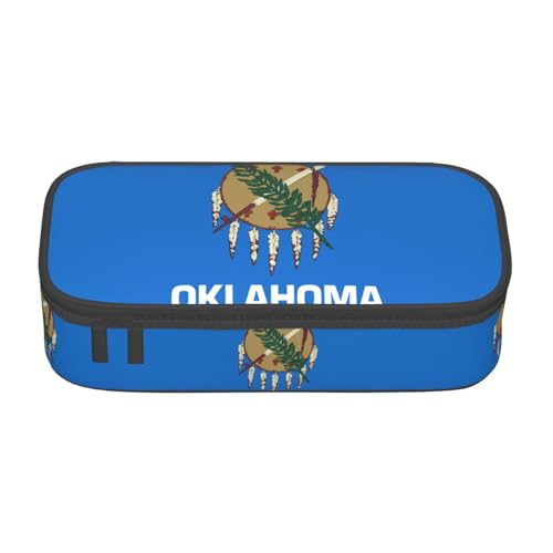Multifunktionales Federmäppchen mit Oklahoma-Flagge, perfekt für Studenten, Profis und Reisende gleichermaßen, Schwarz , Einheitsgröße, Kosmetiktasche von SABFWF