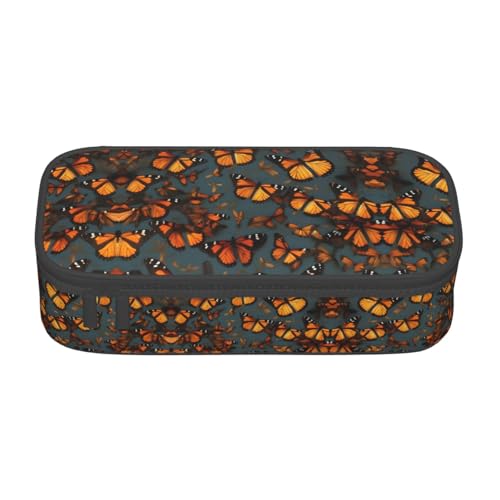SABFWF Heaps of Orange Monarch Butterflies Print Multifunktionales Federmäppchen, perfekt für Studenten, Profis und Reisende gleichermaßen, Schwarz , Einheitsgröße, Kosmetiktasche von SABFWF