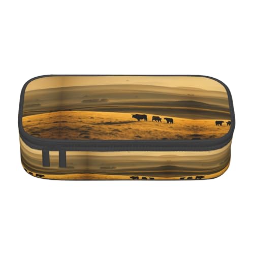 SABFWF Lustiges Federmäppchen mit Hochlandkuh-Aufdruck, vielseitiges Federmäppchen, großes Fassungsvermögen, Organizer, Federmäppchen, Bürogebrauch, Schwarz , Einheitsgröße, Schlüsseletui von SABFWF