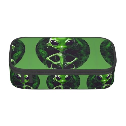 SABFWF Multifunktionales Federmäppchen mit Alien-Druck, ideal für Studenten, Profis und Reisende, Grün, Schwarz , Einheitsgröße, Kosmetiktasche von SABFWF