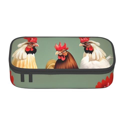 SABFWF Multifunktionales Federmäppchen mit Hahn- und Huhn-Druck, perfekt für Studenten, Profis und Reisende gleichermaßen, Schwarz , Einheitsgröße, Kosmetiktasche von SABFWF