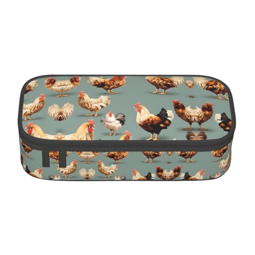 SABFWF Multifunktionales Federmäppchen mit Hühner-Aufdruck, perfekt für Studenten, Profis und Reisende, Schwarz , Einheitsgröße, Kosmetiktasche von SABFWF