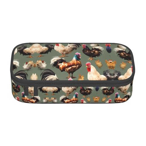 SABFWF Multifunktionales Federmäppchen mit Huhn- und Hahn-Druck, perfekt für Studenten, Profis und Reisende gleichermaßen, Schwarz , Einheitsgröße, Kosmetiktasche von SABFWF