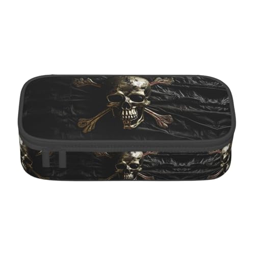 SABFWF Multifunktionales Federmäppchen mit Piratenflagge, perfekt für Studenten, Profis und Reisende, Schwarz , Einheitsgröße, Kosmetiktasche von SABFWF
