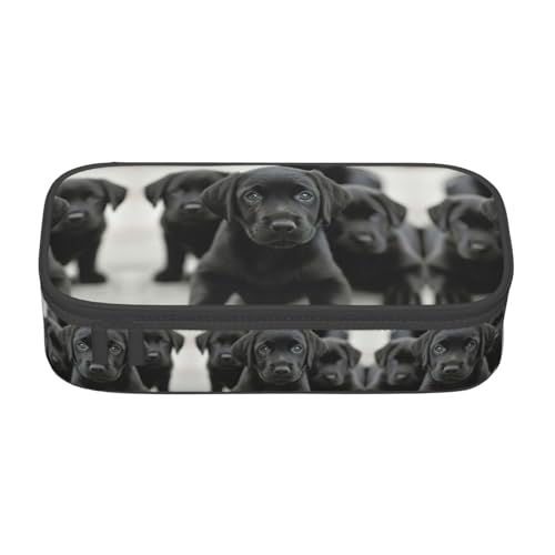 SABFWF Multifunktionales Federmäppchen mit Welpen-Motiv, perfekt für Studenten, Profis und Reisende, Schwarz , Einheitsgröße, Kosmetiktasche von SABFWF