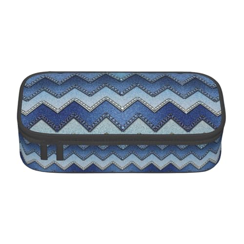 SABFWF Multifunktionales Federmäppchen mit blauem Denim-Druck, perfekt für Studenten, Profis und Reisende gleichermaßen, Schwarz , Einheitsgröße, Kosmetiktasche von SABFWF