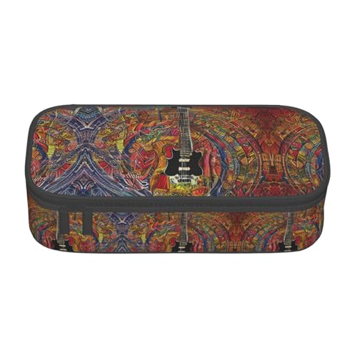 SABFWF Multifunktionales Federmäppchen mit buntem Akustik- und Gitarrendruck, perfekt für Studenten, Profis und Reisende, Schwarz , Einheitsgröße, Kosmetiktasche von SABFWF