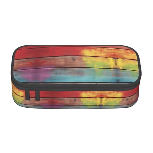 SABFWF Multifunktionales Federmäppchen mit buntem Holzdruck, perfekt für Studenten, Profis und Reisende, Schwarz , Einheitsgröße, Kosmetiktasche von SABFWF