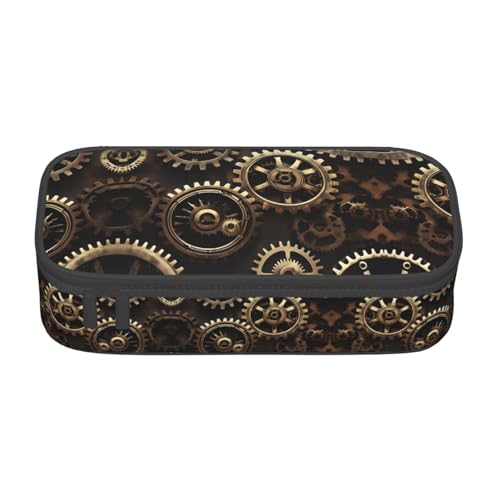 SABFWF Multifunktionales Federmäppchen mit coolem Steampunk-Getriebe-Druck, perfekt für Studenten, Profis und Reisende gleichermaßen, Schwarz , Einheitsgröße, Kosmetiktasche von SABFWF