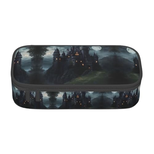 SABFWF Multifunktionales Federmäppchen mit dunklem Märchenschloss, perfekt für Studenten, Profis und Reisende gleichermaßen, Schwarz , Einheitsgröße, Kosmetiktasche von SABFWF