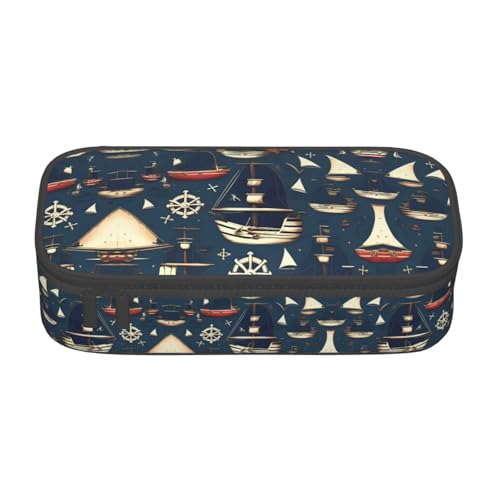 SABFWF Multifunktionales Federmäppchen mit nautischem Segelpiraten-Motiv, perfekt für Studenten, Profis und Reisende gleichermaßen, Schwarz , Einheitsgröße, Kosmetiktasche von SABFWF