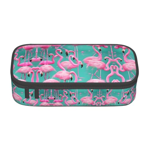 SABFWF Multifunktionales Federmäppchen mit niedlichem Flamingo-Druck, perfekt für Studenten, Profis und Reisende gleichermaßen, Schwarz , Einheitsgröße, Kosmetiktasche von SABFWF