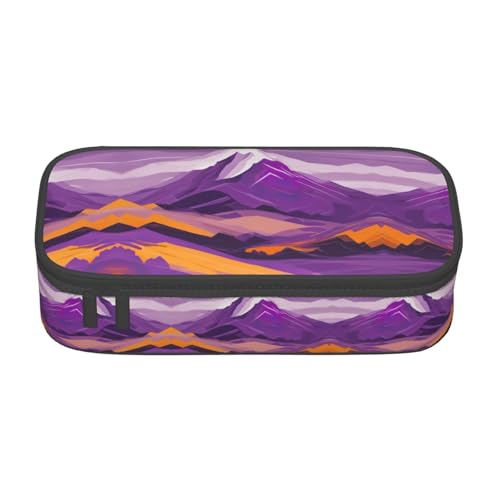 SABFWF Multifunktionales Federmäppchen mit violettem Bergdruck, perfekt für Studenten, Profis und Reisende gleichermaßen, Schwarz , Einheitsgröße, Kosmetiktasche von SABFWF