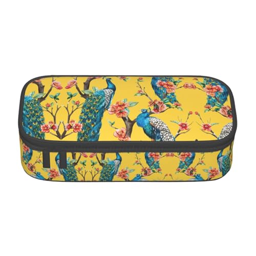 SABFWF Schönes Federmäppchen mit Pfauen-Aufdruck, vielseitiges Federmäppchen, großes Fassungsvermögen, Organizer, Federmäppchen, Bürogebrauch, Schwarz , Einheitsgröße, Schlüsseletui von SABFWF