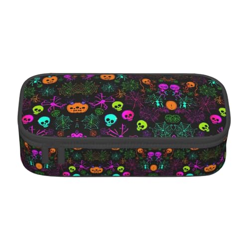 SABFWF Vielseitiges Federmäppchen mit Halloween-Totenkopf-Aufdruck, großes Fassungsvermögen, Organizer, Federmäppchen, Bürogebrauch, Schwarz , Einheitsgröße, Schlüsseletui von SABFWF