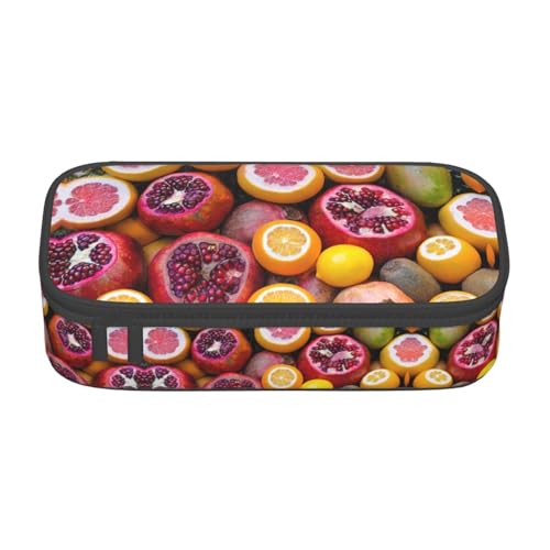 SABFWF Vielseitiges Federmäppchen mit Obstbild-Druck, großes Fassungsvermögen, Organizer, Federmäppchen, Bürogebrauch, Schwarz , Einheitsgröße, Schlüsseletui von SABFWF