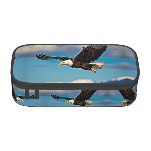 SABFWF Vielseitiges Federmäppchen mit fliegendem Adlermotiv, großes Fassungsvermögen, Organizer, Federmäppchen, Bürogebrauch, Federmäppchen, Schwarz , Einheitsgröße, Schlüsseletui von SABFWF