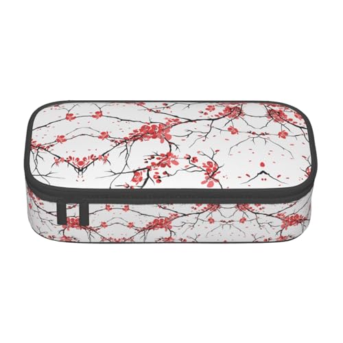 SABFWF Vielseitiges Federmäppchen mit zartem Kirschblüten-Druck, großes Fassungsvermögen, Organizer, Federmäppchen, Bürogebrauch, Schwarz , Einheitsgröße, Schlüsseletui von SABFWF