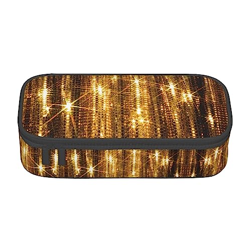 Vielseitiges Federmäppchen mit goldenem Pailletten-Aufdruck, großes Fassungsvermögen, Organizer, Federmäppchen, Bürogebrauch, Schwarz , Einheitsgröße, Schlüsseletui von SABFWF