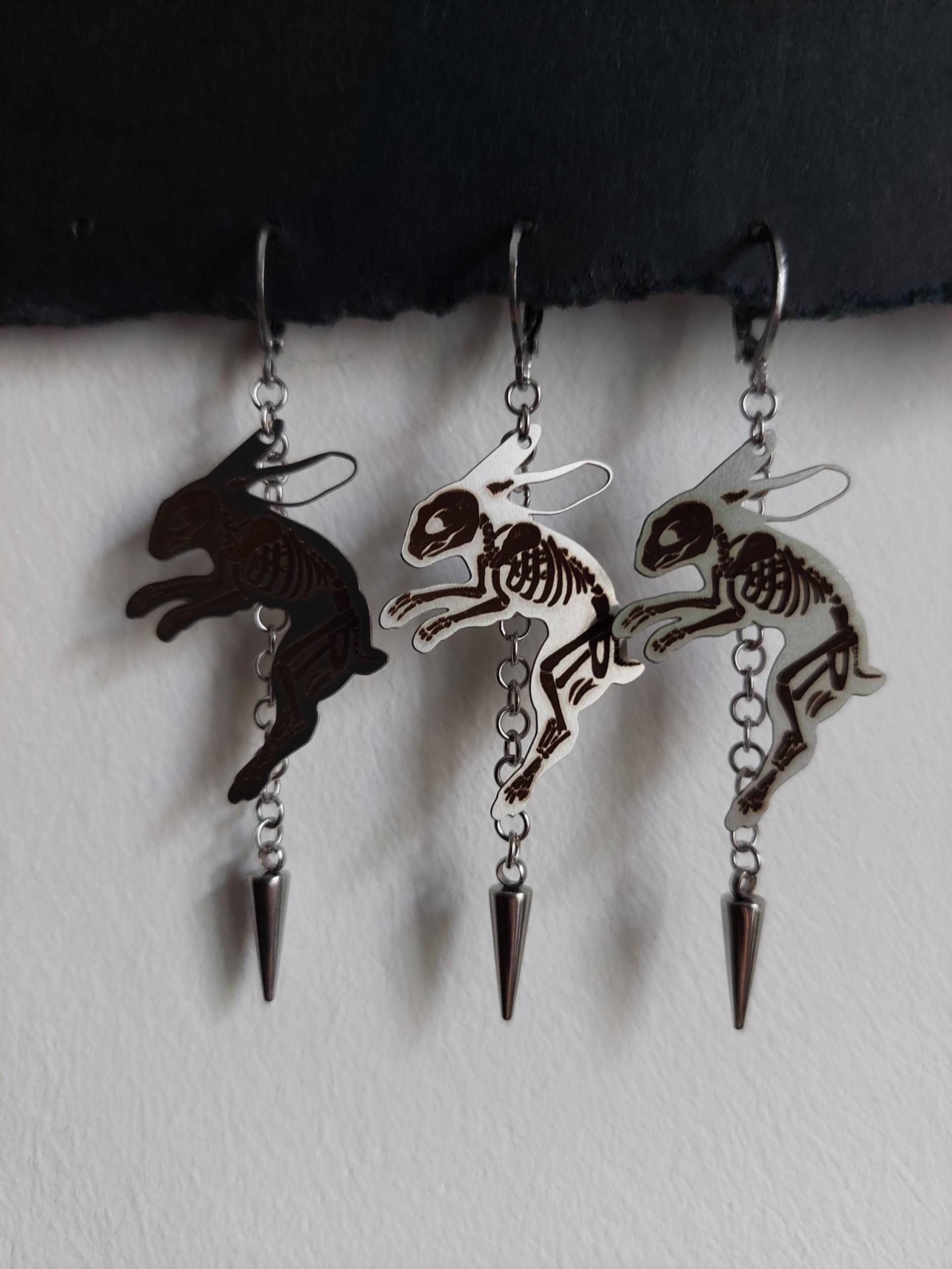Diy Goth/Punk Ohrringe Hasenskellet Animal Skull Mit Edelstahlspike Einzelner Ohrring - Wasserfest [Sabotasche] von SABOTASCHE